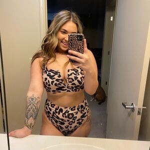 Leopard Print High Waisted Swimsuit